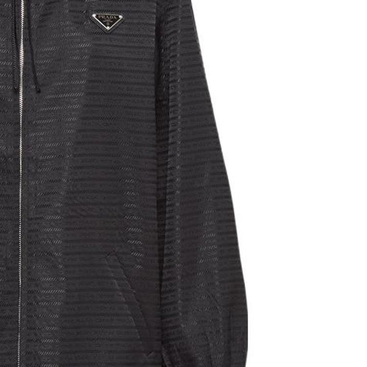 Cheap (Women) PRADA  Black Hooded Zip-Up Jacket with Logo Detail. 291774-11FC-F0002-S-222