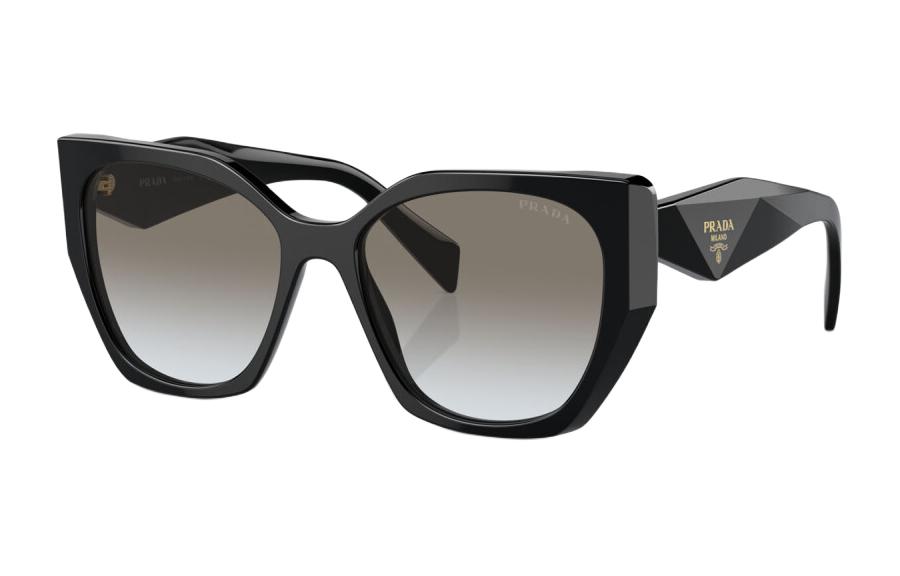 (Women) PRADA  Black Irregular Acetate Sunglasses with Logo Temples. PR19ZS1AB0A7