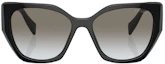 Lookbook (W) PRADA Kacamata Hitam Acetate Tidak Beraturan dengan Logo di Tangkal. PR19ZS1AB0A7
