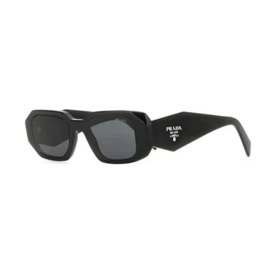 (Women) PRADA Black Irregular Shaped Sunglasses with Logo Detail. SPR17WC049E1ABF05S0