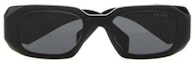 Lookbook (Women) PRADA Black Irregular Shaped Sunglasses with Logo Detail. SPR17WC049E1ABF05S0