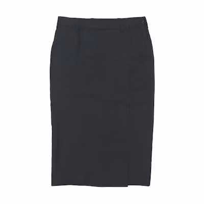 (Women) PRADA Black Knit Straight Casual Skirt with Zipper and Side Slit. DNA943-1Z3D-F0308-S-221