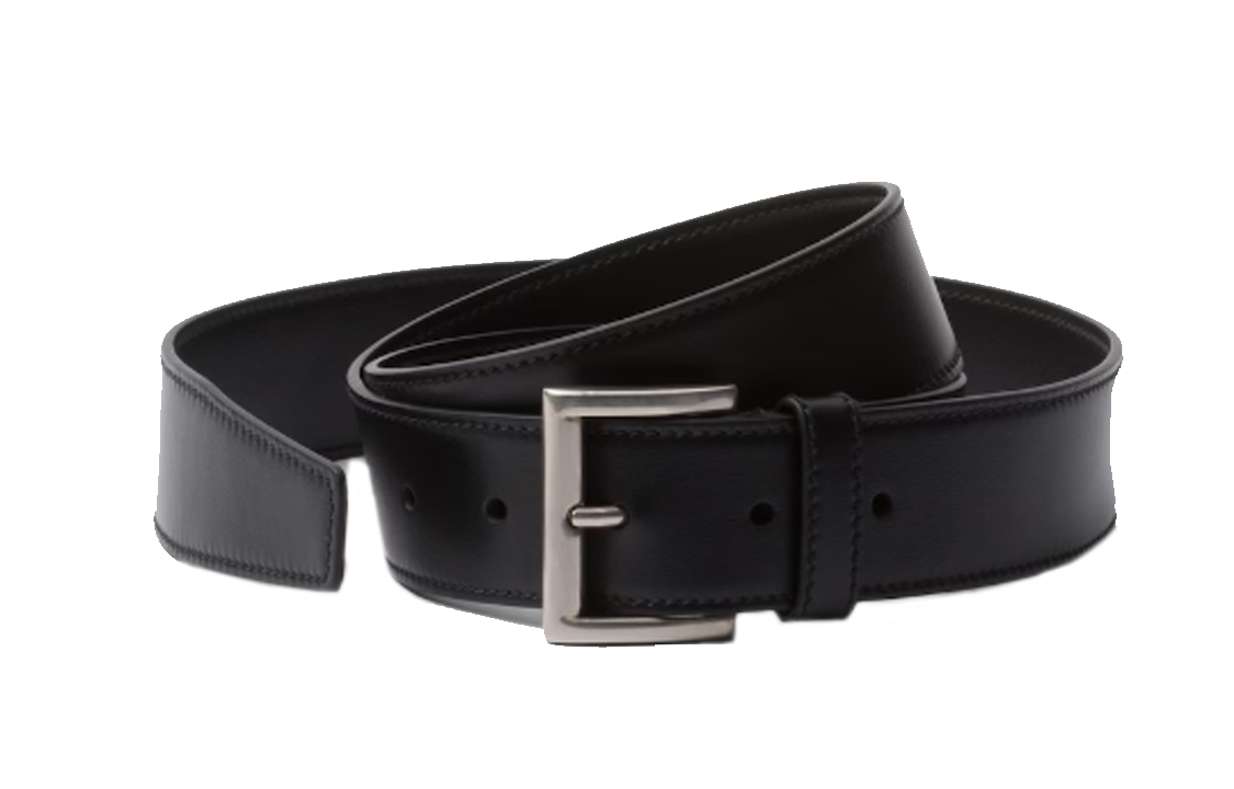Order (Women) PRADA  Black Leather Belt with Logo Detail, 3.5CM Width. 1CC537ASKF0002