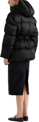 (Women) PRADA Black Logo Badge Puffer Jacket with Zip and Collared Design. 292214-1WQ8-F0002-S-OOO Shop (Women) PRADA Black Logo Badge Puffer Jacket with Zip and Collared Design. 292214-1WQ8-F0002-S-OOO
