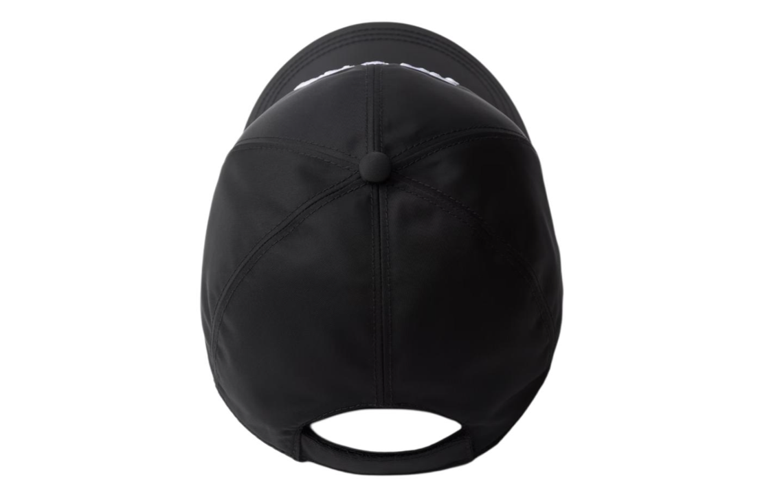 Lookbook (W) 프라다 블랙 로고 코튼 리사이클 나일론 패브릭 캡. 1HC274_2CZQ_F0967