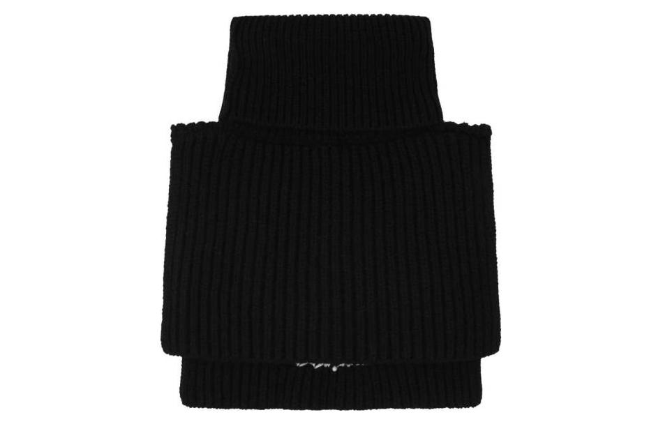 Lookbook (W) Bufanda Tejida Negra PRADA con Logo Accesorio de Invierno Cálido. 2746410P5F0002S212