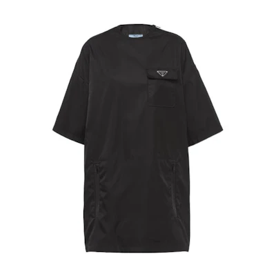 (Women) PRADA Black Loose-Fit Crewneck Short Sleeve Dress. 230670-1WQ8-F0002-S-212