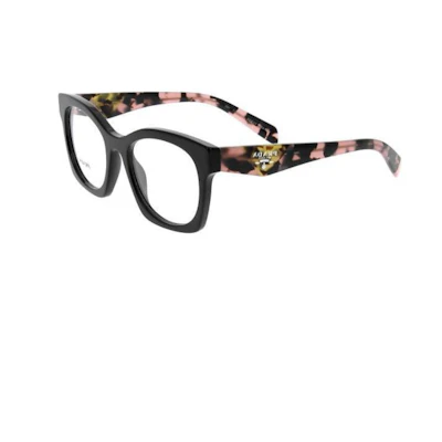 (Women) PRADA Black Oval Acetate Optical Glasses with Logo Temples. VPRA05-13P1O1