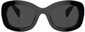 Lookbook (W) 프라다 블랙 로고 템플 오벌 아세테이트 선글라스. PRA13S1AB5S0