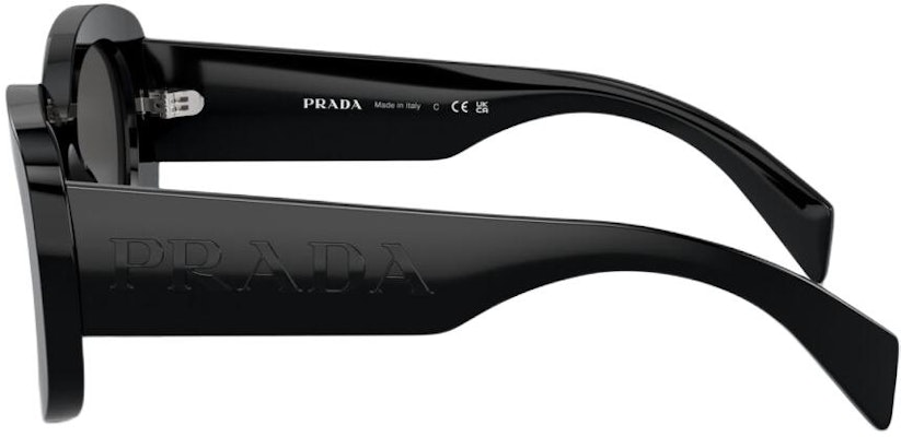 (W) 프라다 블랙 로고 템플 오벌 아세테이트 선글라스. PRA13S1AB5S0 Shop (W) 프라다 블랙 로고 템플 오벌 아세테이트 선글라스. PRA13S1AB5S0