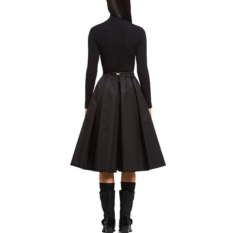 Shop (Women) PRADA  Black Pleated Midi Skirt Casual Style 21H911-1WQ8-F0002-S-212