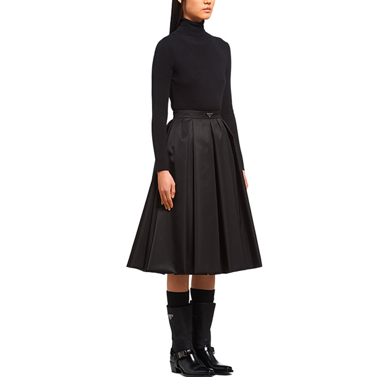 Purchase (Women) PRADA  Black Pleated Midi Skirt Casual Style 21H911-1WQ8-F0002-S-212