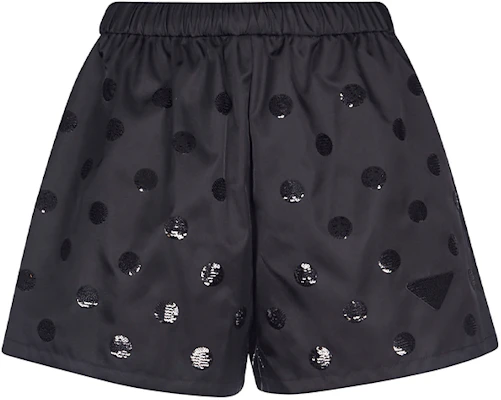 (W) PRADA Celana Pendek Kasual Hitam Polka Dot 22R7571Z5G-S221-F0002 Order (W) PRADA Celana Pendek Kasual Hitam Polka Dot 22R7571Z5G-S221-F0002