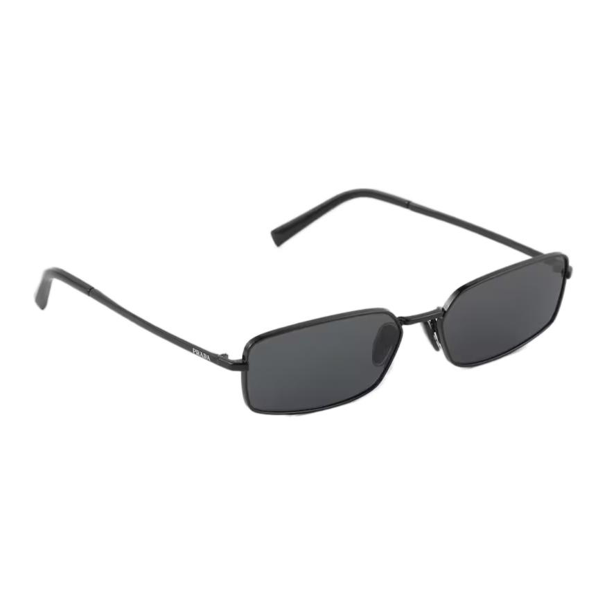 Shop (W) PRADA 黑色金屬框長方形太陽眼鏡 SPRA60E1ABC059