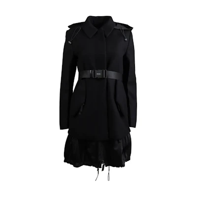 (Women) PRADA Black Single-Breasted Long Coat with Collar P660OH-S211-1Y1B