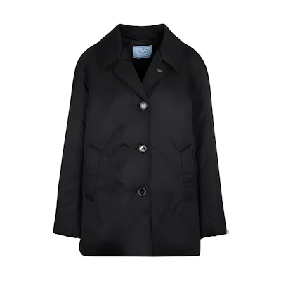 (Women) PRADA Black Single-Breasted Long Sleeve Coat with Collared Design 29L062-1WQ8-F002-S-222