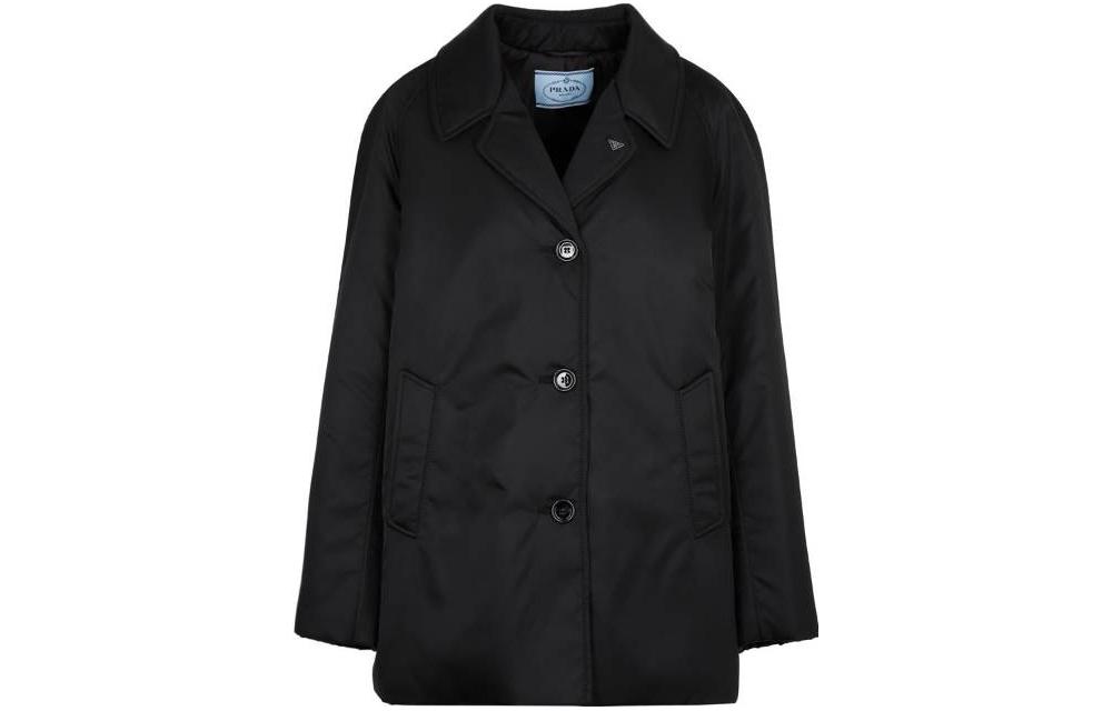 Order (Women) PRADA  Black Single-Breasted Long Sleeve Coat with Collared Design 29L062-1WQ8-F002-S-222