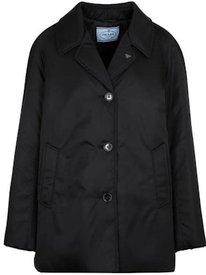 (Women) PRADA Black Single-Breasted Long Sleeve Coat with Collared Design 29L062-1WQ8-F002-S-222 Order (Women) PRADA Black Single-Breasted Long Sleeve Coat with Collared Design 29L062-1WQ8-F002-S-222