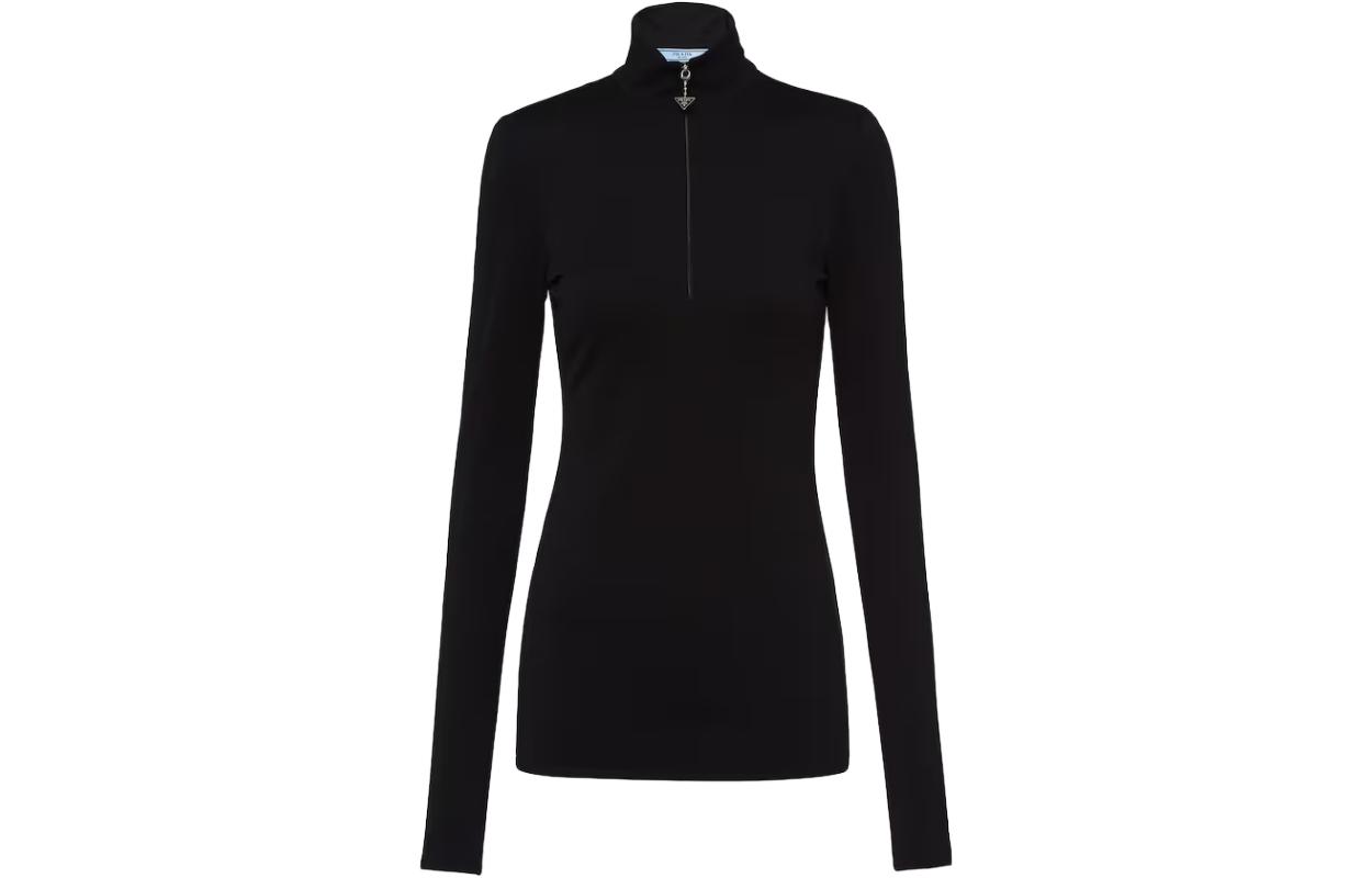 Order (W) PRADA 黑色修身高領長袖針織上衣 39566-13NK-F0002