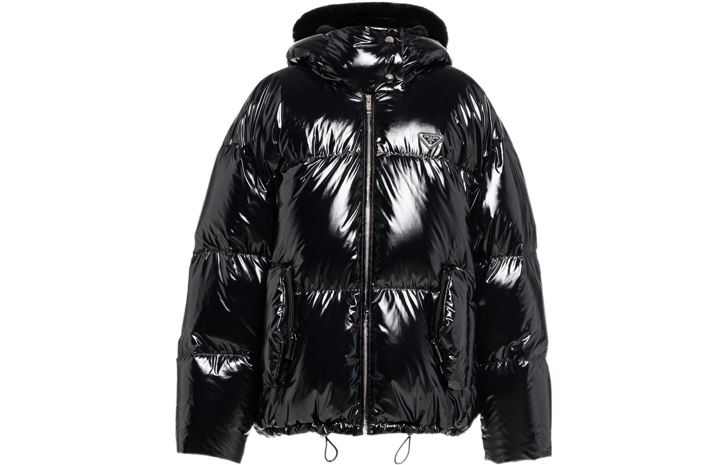 Order (Women) PRADA  Black Solid Color Hooded Puffer Down Jacket 291974-1ZAH-F0002-S-212