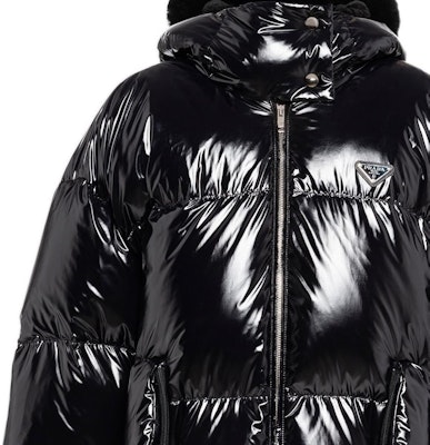 (Women) PRADA Black Solid Color Hooded Puffer Down Jacket 291974-1ZAH-F0002-S-212 Details for (Women) PRADA Black Solid Color Hooded Puffer Down Jacket 291974-1ZAH-F0002-S-212