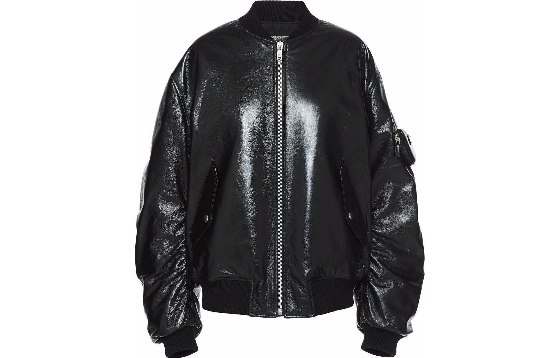 Order (Women) PRADA  Black Solid Color Zip-Up Bomber Jacket 58A0791ZFE-F0002