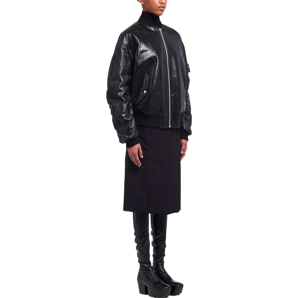 Purchase (Women) PRADA  Black Solid Color Zip-Up Bomber Jacket 58A0791ZFE-F0002