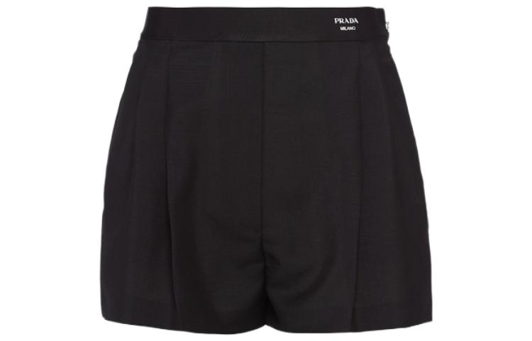 (Women) PRADA  Black Solid Logo Straight-Cut Casual Shorts. P231H-12I1-F0002-S-232 圖 2