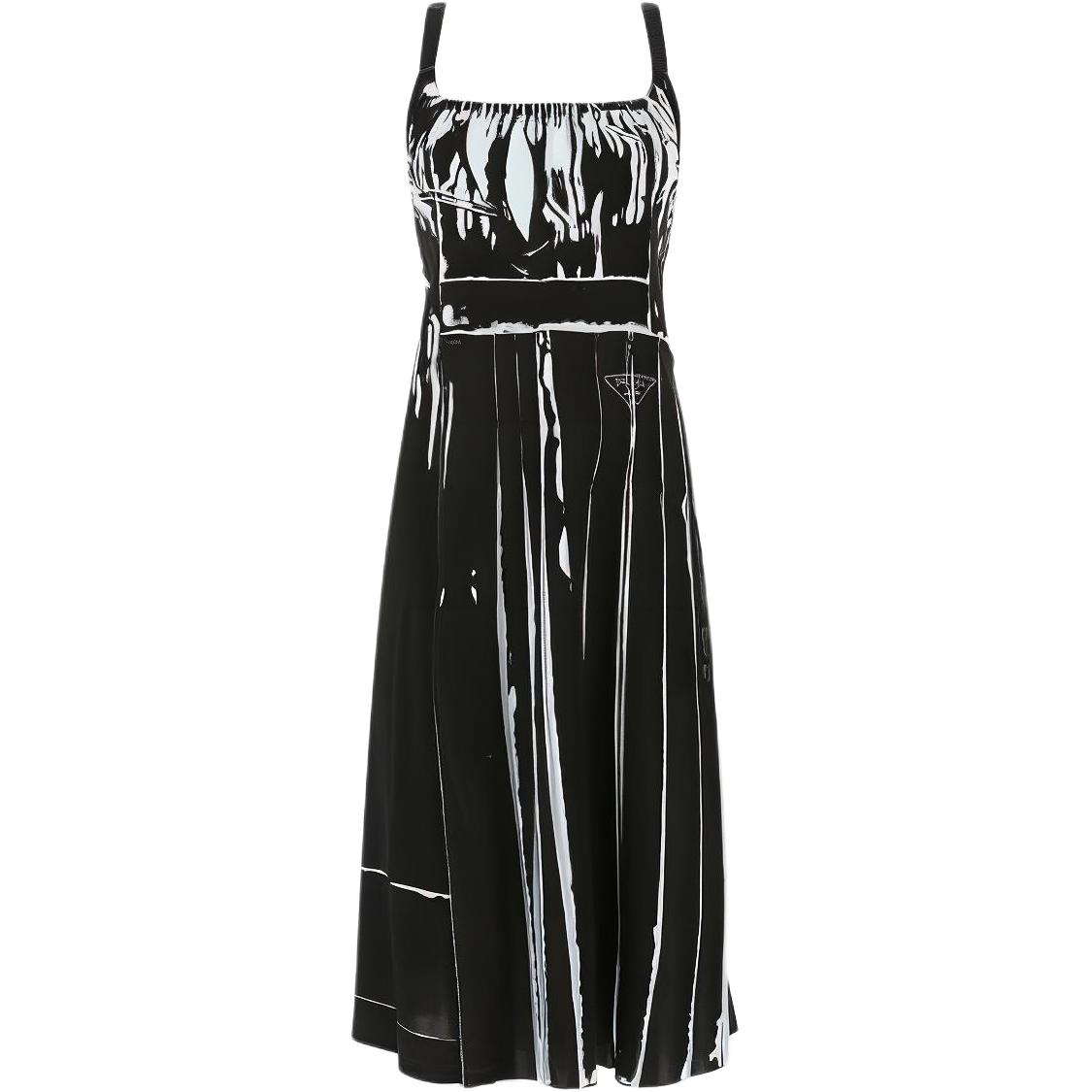 (Women) PRADA  Black Solid Ruched Sleeveless Camisole Dress P3G59-10JO-F0EIL-S-221