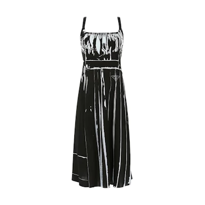 (Women) PRADA Black Solid Ruched Sleeveless Camisole Dress P3G59-10JO-F0EIL-S-221