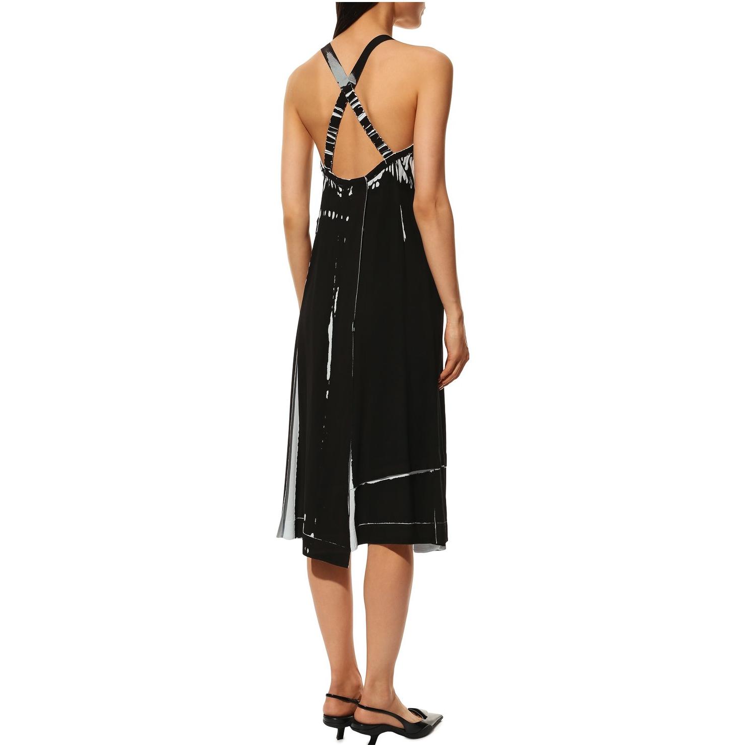 Purchase (W) PRADA Vestido Negro Sólido Sin Mangas con Fruncido P3G59-10JO-F0EIL-S-221