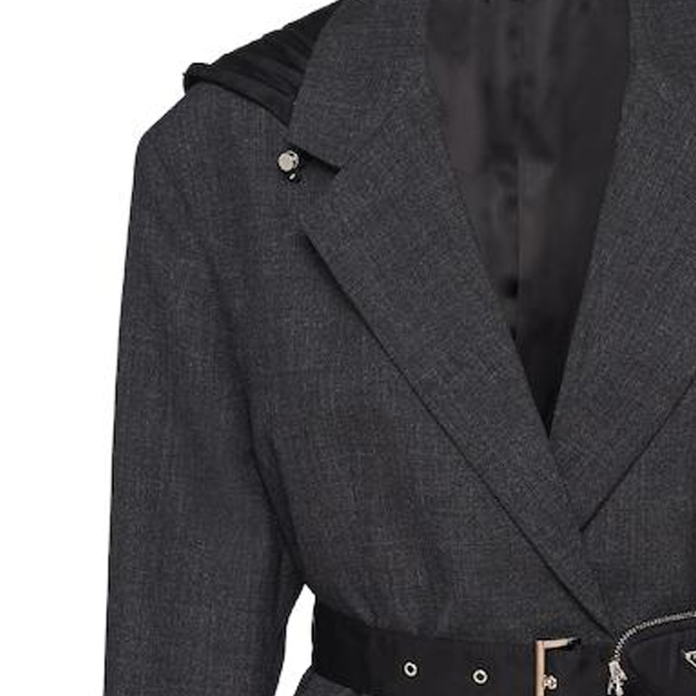 (Women) PRADA  Black Solid V-Neck Cinched Waist Jacket P580NH-109X-F0480-S-232 圖 6
