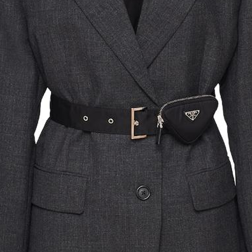 (Women) PRADA  Black Solid V-Neck Cinched Waist Jacket P580NH-109X-F0480-S-232 圖 7