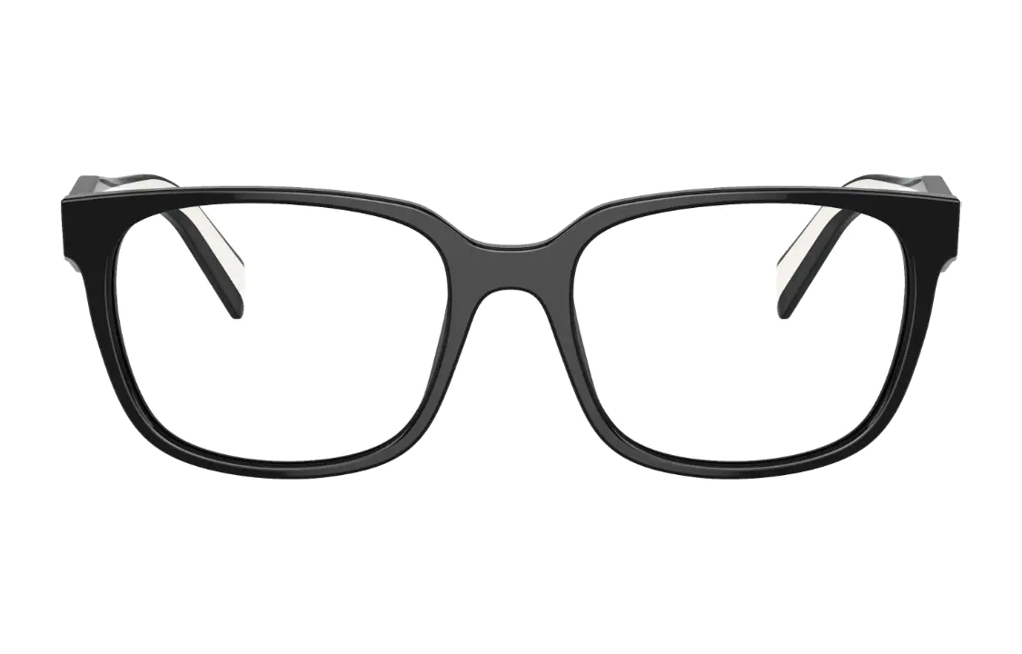 Lookbook (W) PRADA Gafas Ópticas Cuadradas Negras con Detalle de Letras Laterales. PR17ZV1AB1O1