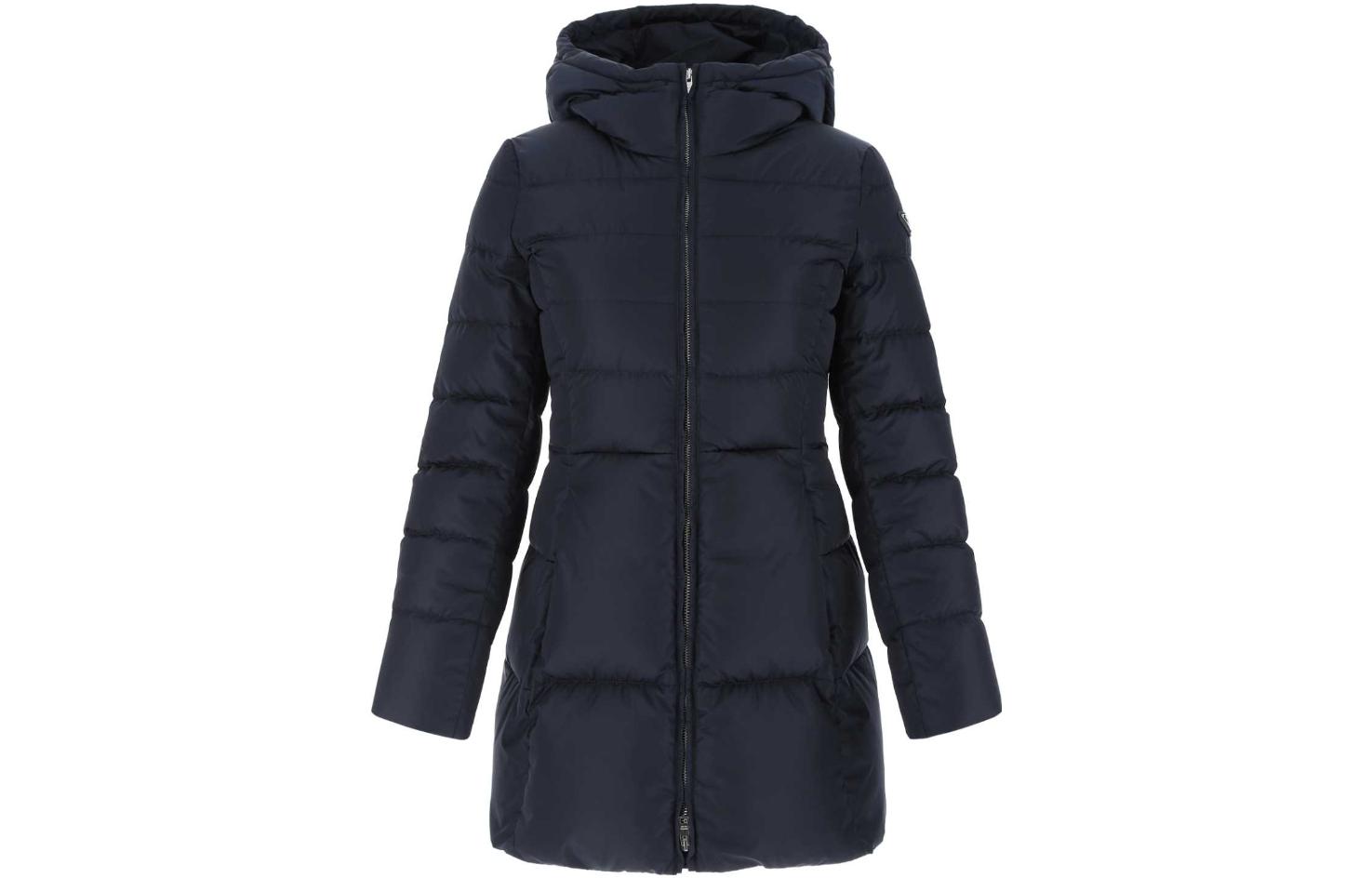 Order (Women) PRADA  Blue Logo Patch Hooded Puffer Jacket 29F696-1WQ9-F0124-S-196