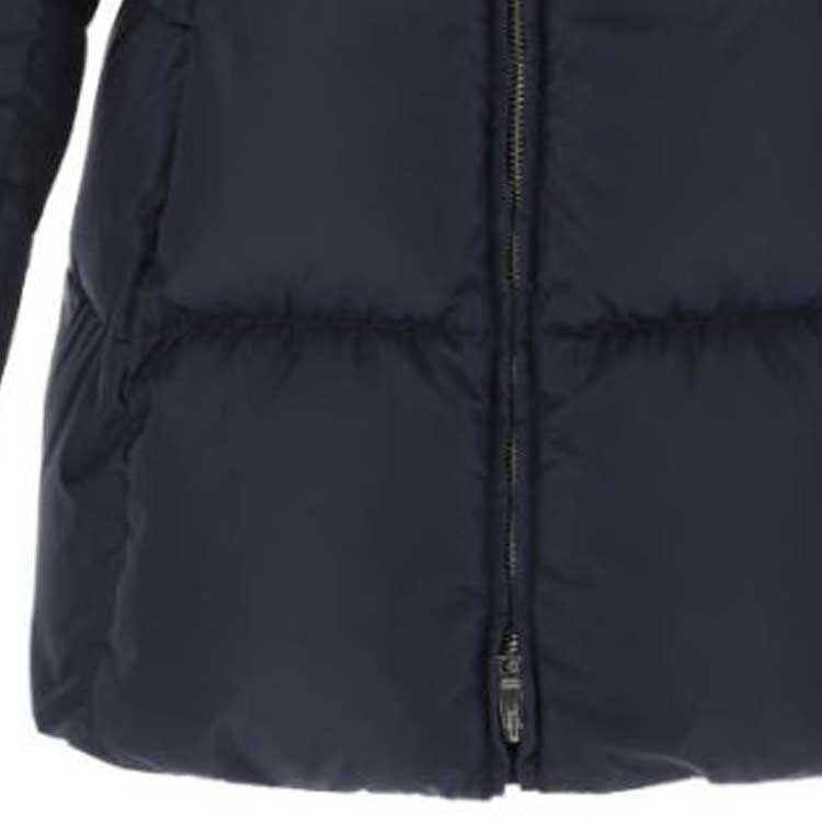 Shop (Women) PRADA  Blue Logo Patch Hooded Puffer Jacket 29F696-1WQ9-F0124-S-196