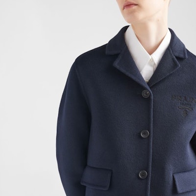 (Women) PRADA Blue Single-Breasted Logo Casual Coat. P510NR-13FY-F0008-S-222 Purchase (Women) PRADA Blue Single-Breasted Logo Casual Coat. P510NR-13FY-F0008-S-222