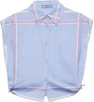 Order (W) PRADA Kemeja Santai Tanpa Lengan Garis Biru dengan Kancing. P433HR-15GD-F0076-S-OOO