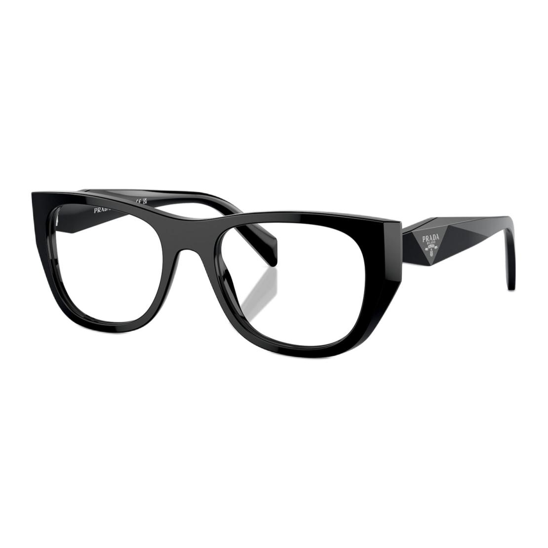 (Women) PRADA  Cat-Eye Acetate Optical Glasses Black with Logo Temples. PRA18V