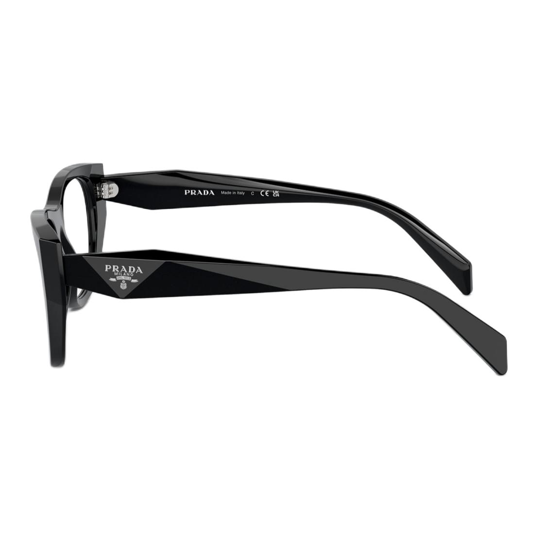 Shop (W) プラダ キャットアイ アセテート メガネ ブラック ロゴ付きテンプル PRA18V