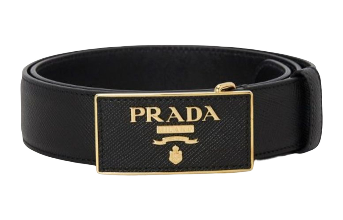 (Women) PRADA  Fashion Leather Belt Black 3cm Wide. 1CC291-053-F0002