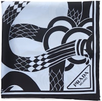 (Women) PRADA Fashion Printed Soft Silk Scarf - Blue/Black 1FF0042CLHF0637 (Women) PRADA Fashion Printed Soft Silk Scarf - Blue/Black 1FF0042CLHF0637