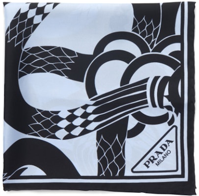 (W) 프라다 패션 프린트 소프트 실크 스카프 - 블루/블랙 1FF0042CLHF0637 Buy (W) 프라다 패션 프린트 소프트 실크 스카프 - 블루/블랙 1FF0042CLHF0637
