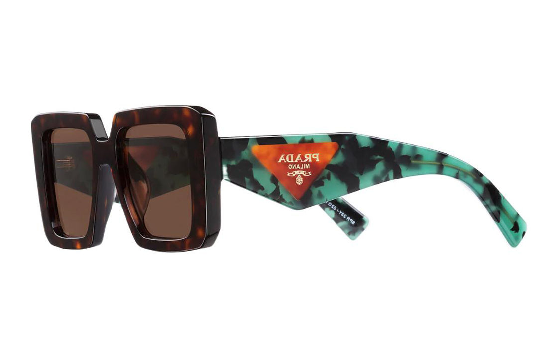 (Women) PRADA  Fashion Square Sunglasses Brown/Green SPR23Y_E2AU_FE06B_C_A052