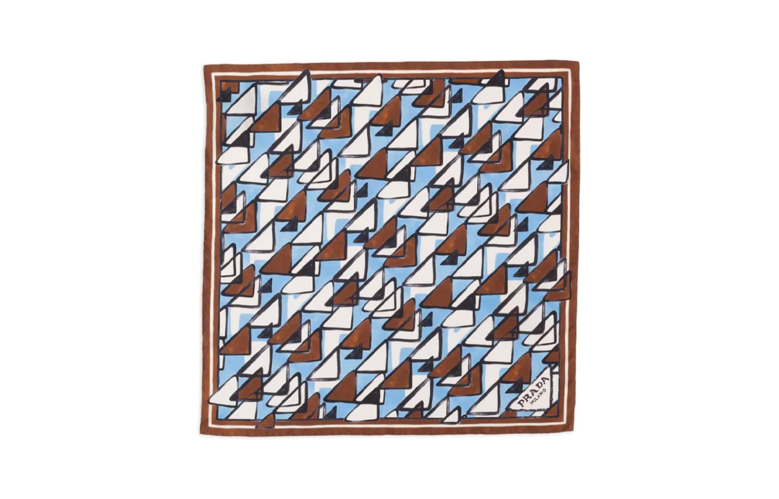 (Women) PRADA  Geometric Print Silk Scarf - Multicolor 1FF0042CNJF0ZD2