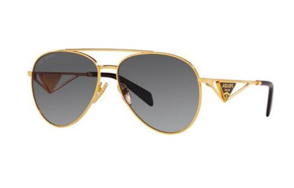 (Women) PRADA  Gold Aviator Sunglasses with Metal Triangle Logo Design. PR73ZS5AK5W1 圖 2