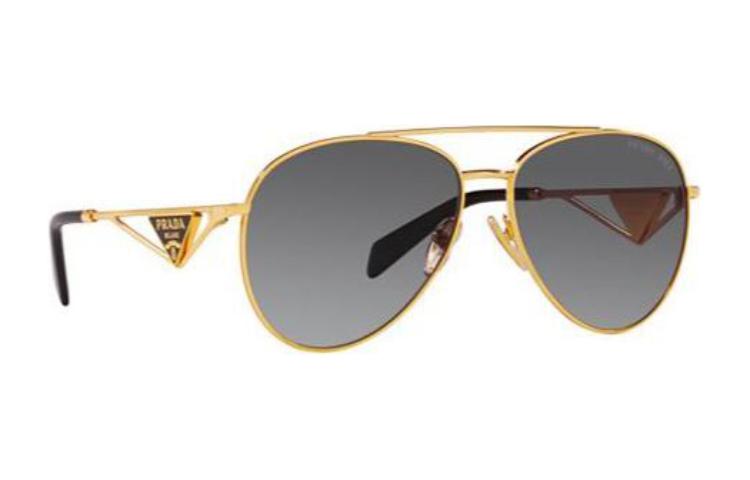 (Women) PRADA  Gold Aviator Sunglasses with Metal Triangle Logo Design. PR73ZS5AK5W1 圖 3