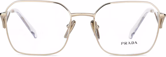 Lookbook (Women) PRADA Gold Irregular Metal Optical Glasses with Logo Cutout Design SPR51V-ZVN1O1