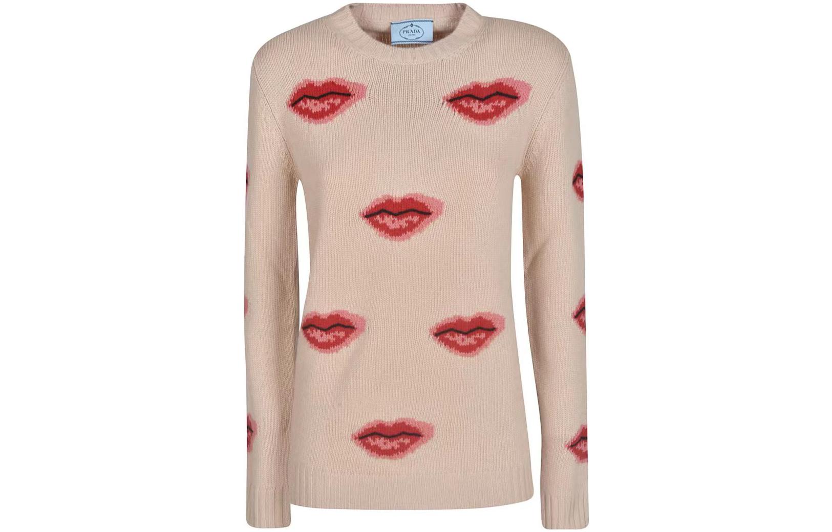 Order (Women) PRADA  Graphic Knit Crewneck Pullover Sweater - Off White. P24VOS-IWA4- FOZWN