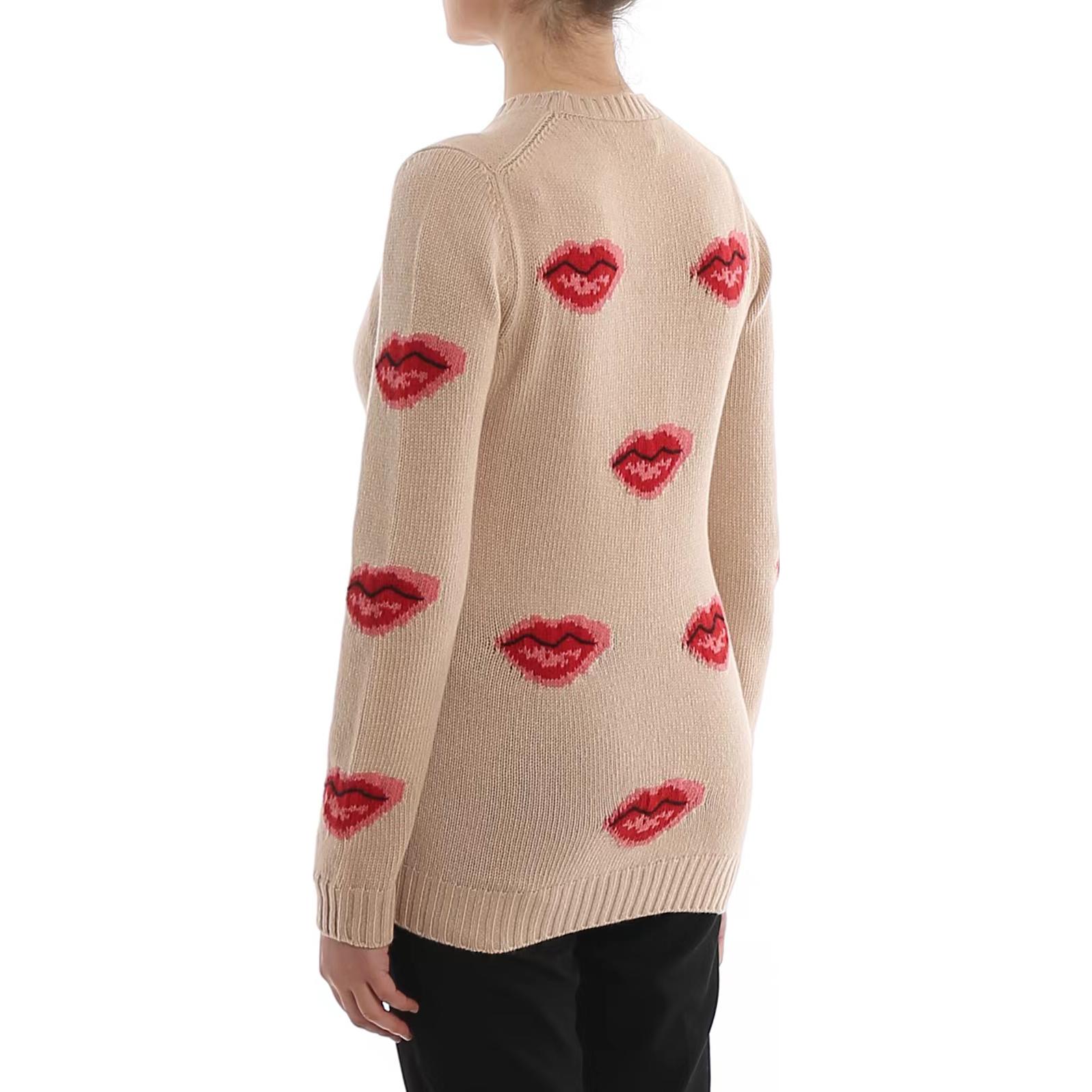 Shop (Women) PRADA  Graphic Knit Crewneck Pullover Sweater - Off White. P24VOS-IWA4- FOZWN
